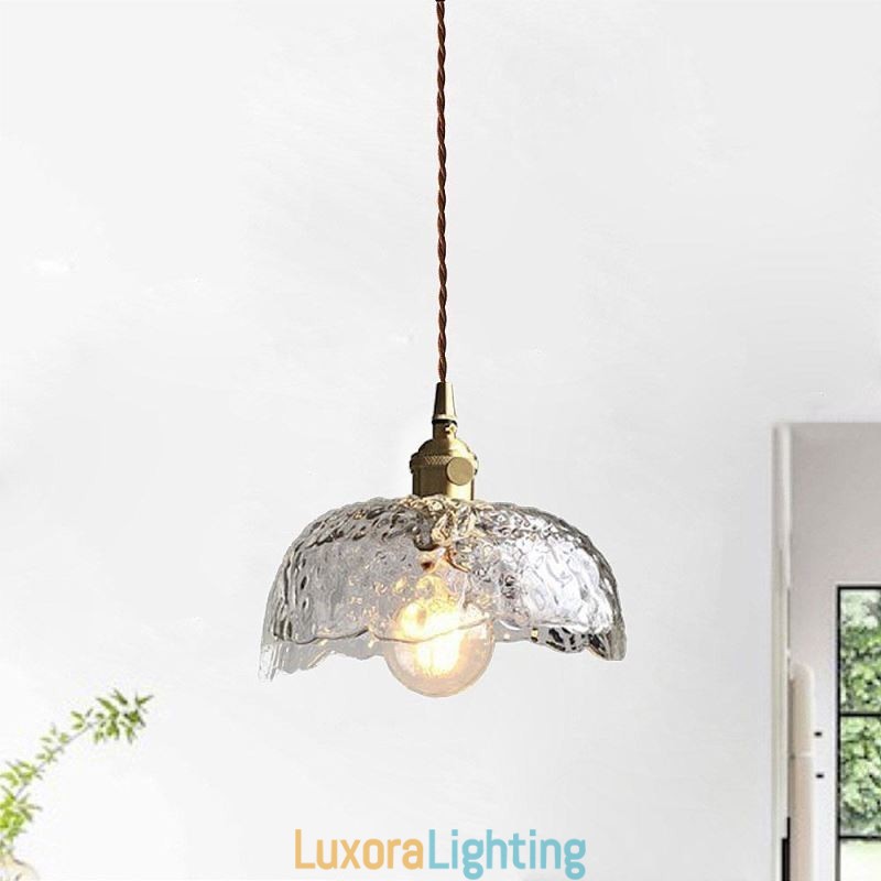Designer Touch Decorative Irregular Brass Glass Pendant Light Hammer Glass Ceiling Light