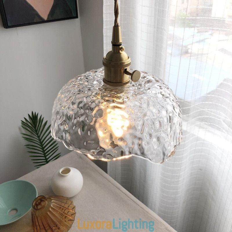 Designer Touch Decorative Irregular Brass Glass Pendant Light Hammer Glass Ceiling Light