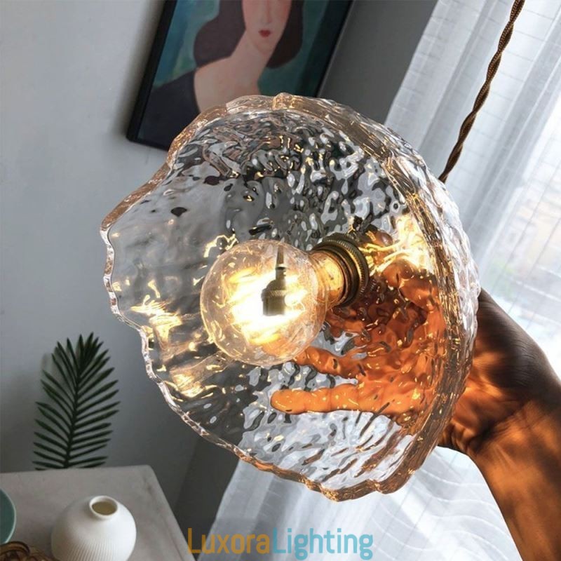 Designer Touch Decorative Irregular Brass Glass Pendant Light Hammer Glass Ceiling Light