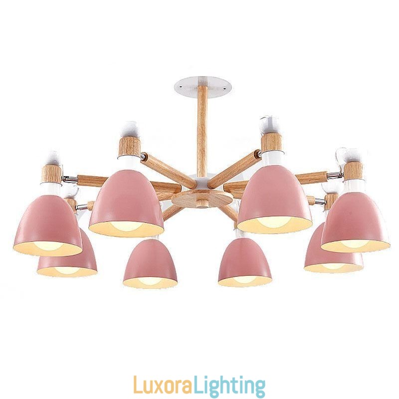 Designer Touch Decorative Nordic Macaron Pendant Light Creative Wood Chandelier