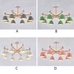 Designer Touch Decorative Nordic Macaron Pendant Light Creative Wood Chandelier