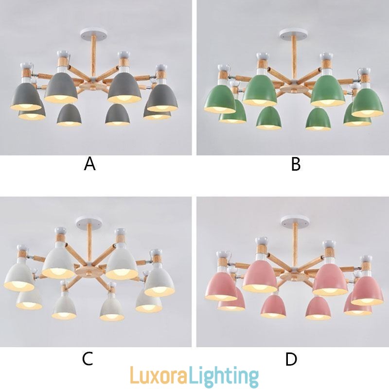 Designer Touch Decorative Nordic Macaron Pendant Light Creative Wood Chandelier