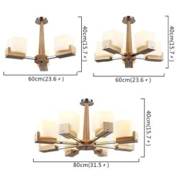 Designer Touch Decorative Nordic Wood Pendant Light Glass Lampshade Chandelier
