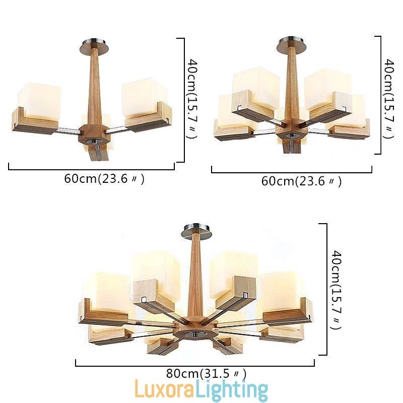 Designer Touch Decorative Nordic Wood Pendant Light Glass Lampshade Chandelier
