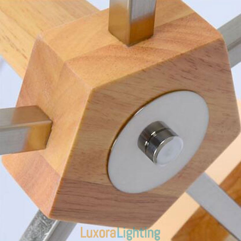 Designer Touch Decorative Nordic Wood Pendant Light Glass Lampshade Chandelier