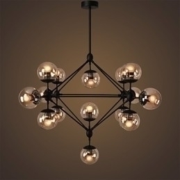 Designer Touch Decorative Chandelier 15 Lights Glass Ball Lights Retro Outdoors Garage Metal