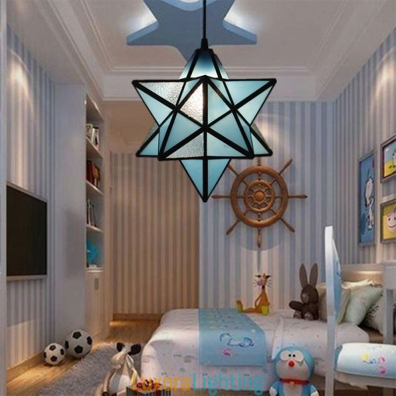 Designer Touch Decorative European Stained Glass Pendant Light Creative Star Pendant Lamp
