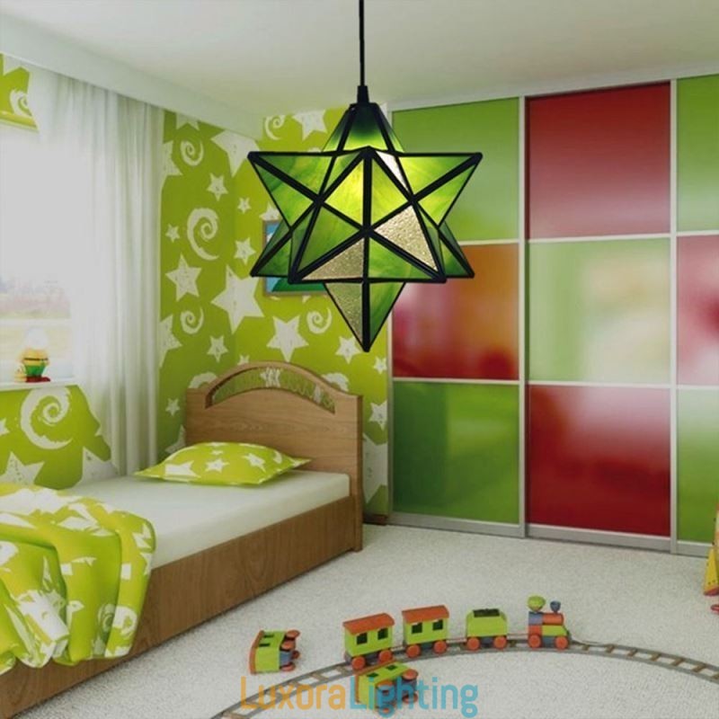 Designer Touch Decorative European Stained Glass Pendant Light Creative Star Pendant Lamp