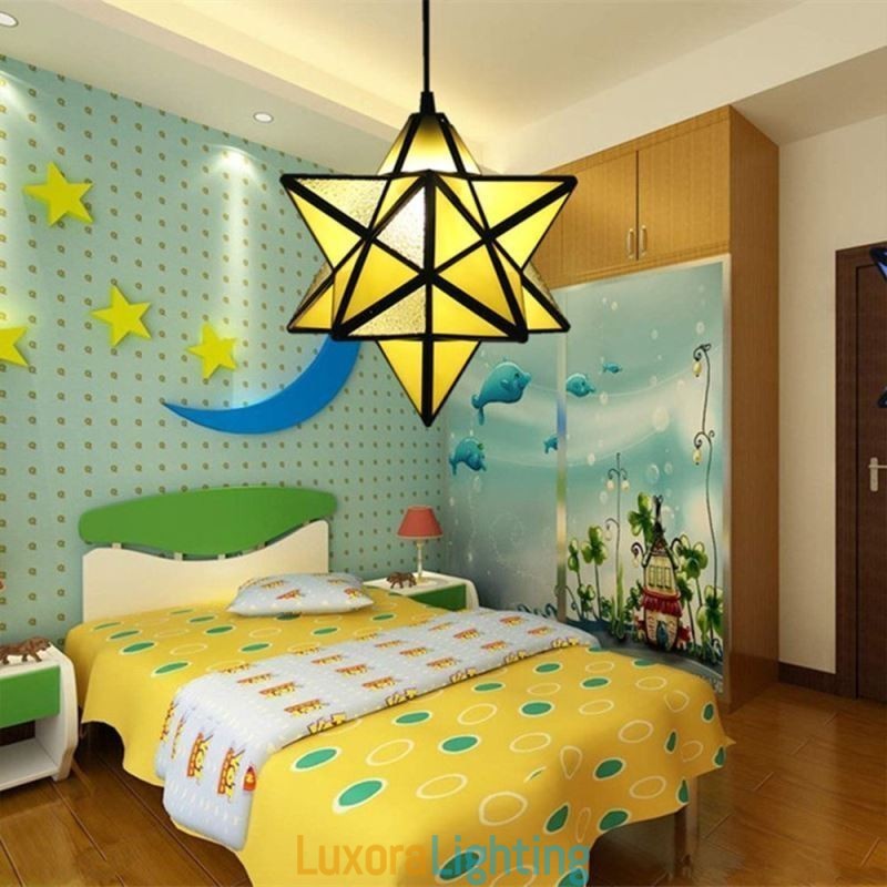 Designer Touch Decorative European Stained Glass Pendant Light Creative Star Pendant Lamp