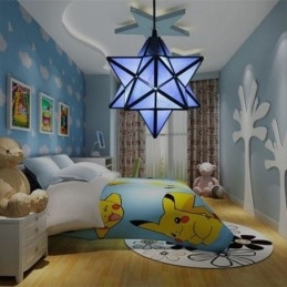 Designer Touch Decorative European Stained Glass Pendant Light Creative Star Pendant Lamp