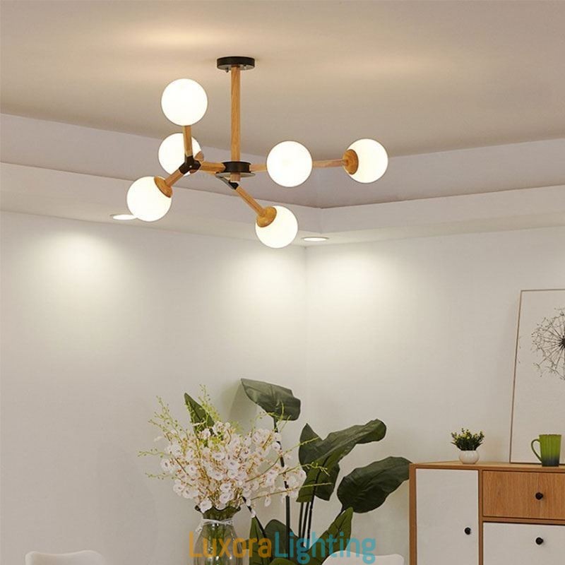 Designer Touch Decorative Nordic Magic Bean Pendant Light Creative Wooden Light Fitting