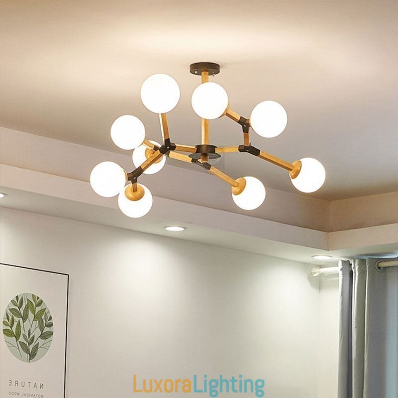 Designer Touch Decorative Nordic Magic Bean Pendant Light Creative Wooden Light Fitting