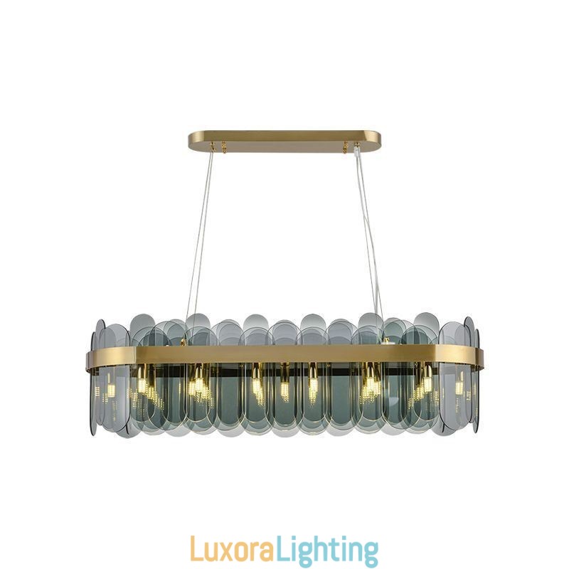 Designer Touch Decorative Minimalist Glass Pendant Light Unique Color Rectangle Ceiling Light Island