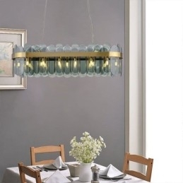 Designer Touch Decorative Minimalist Glass Pendant Light Unique Color Rectangle Ceiling Light Island
