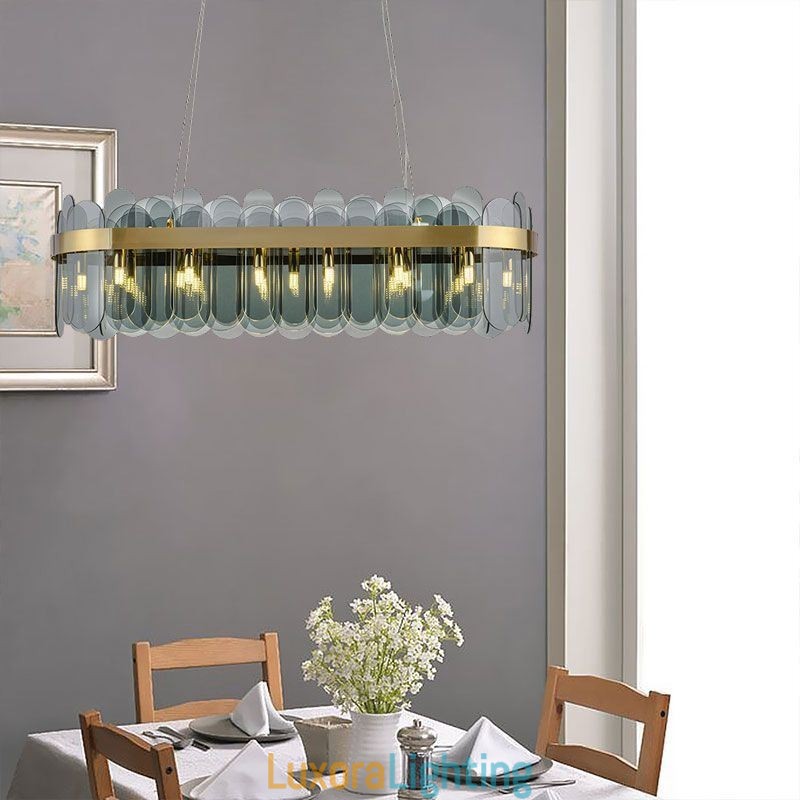 Designer Touch Decorative Minimalist Glass Pendant Light Unique Color Rectangle Ceiling Light Island