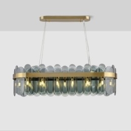 Designer Touch Decorative Minimalist Glass Pendant Light Unique Color Rectangle Ceiling Light Island