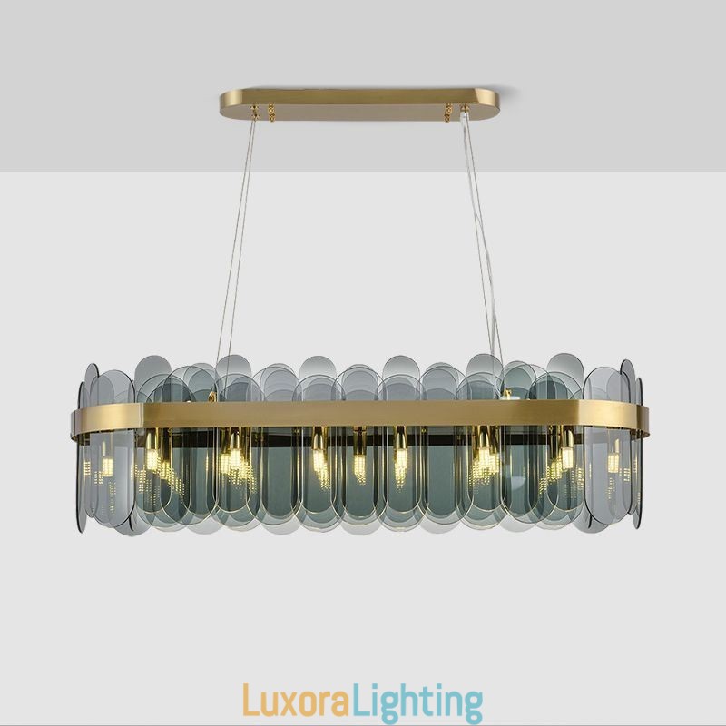 Designer Touch Decorative Minimalist Glass Pendant Light Unique Color Rectangle Ceiling Light Island