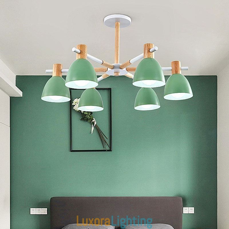 Designer Touch Decorative Modern Simple Macaron Pendant Light Creative Wooden Lighting