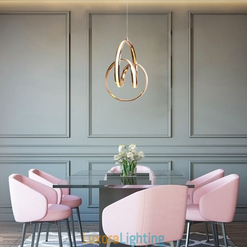 Designer Touch Decorative Modern Minimalist Pendant Lamp Unique Circular Twist Light Fixture Island