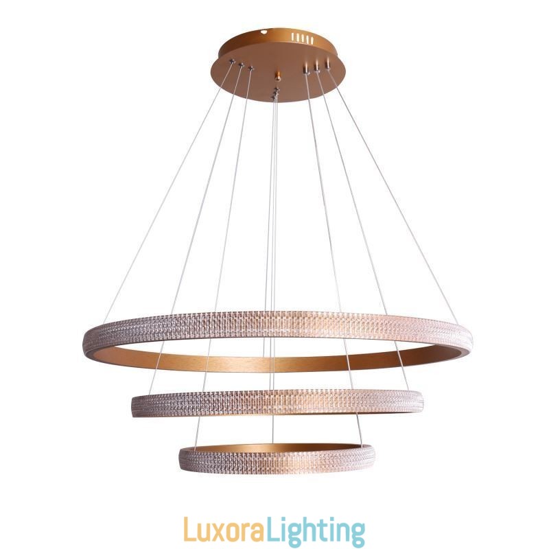 Designer Touch Decorative Modern Pendant Light Acrylic 3 Rings Lamp 80+60+40cm