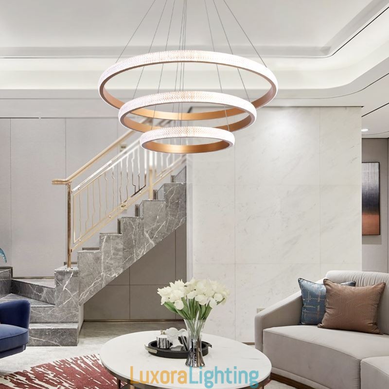 Designer Touch Decorative Modern Pendant Light Acrylic 3 Rings Lamp 80+60+40cm