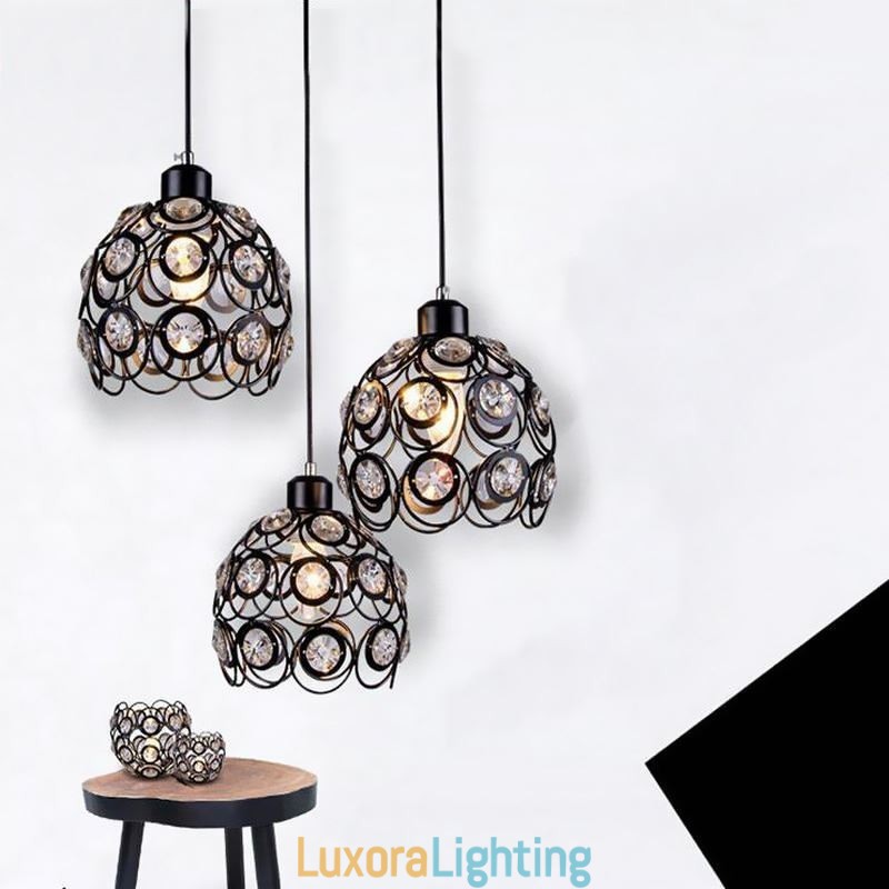 Designer Touch Decorative Hollow Crystal Iron Pendant Lamp Island Ideas