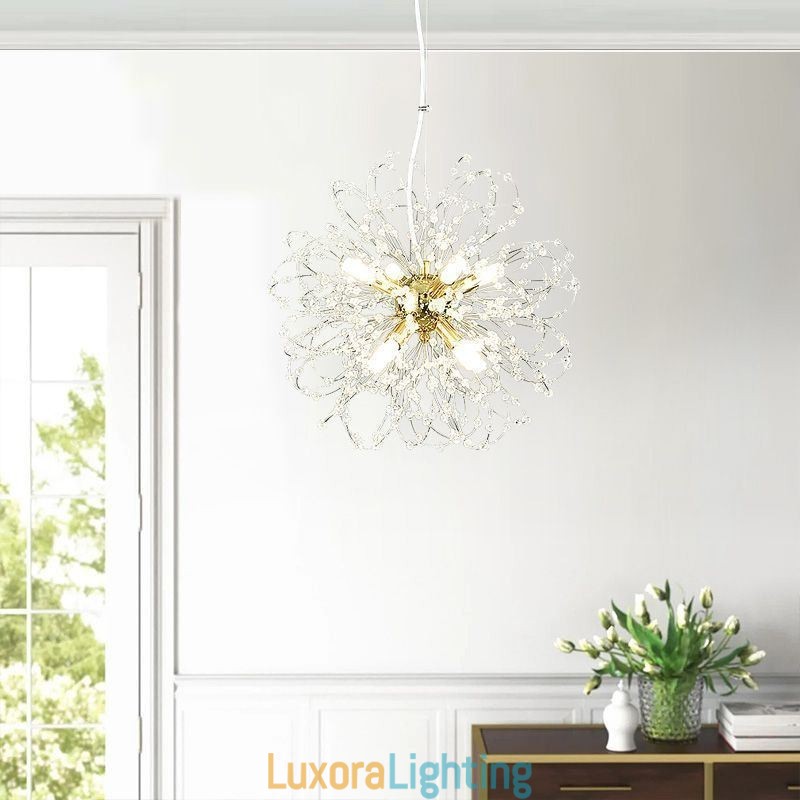Designer Touch Decorative Dandelion Crystal Pendant Light Elegant Chandelier