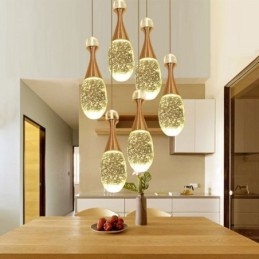 Designer Touch Decorative Seeded Glass Teardop Cluster Pendant Lighting