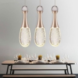 Designer Touch Decorative Seeded Glass Teardop Cluster Pendant Lighting