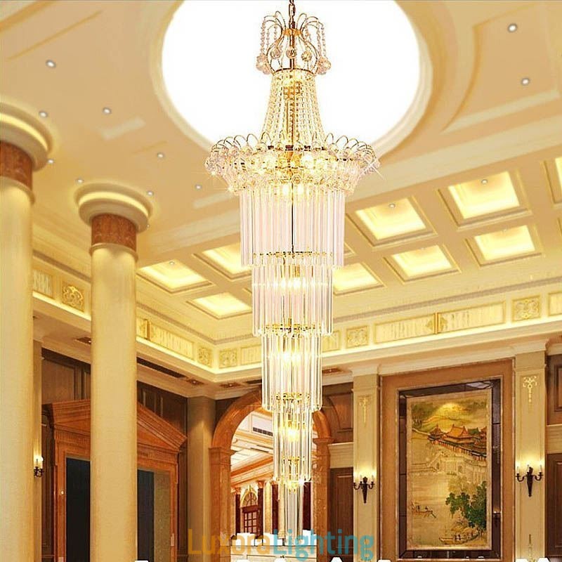Designer Touch Decorative Elegant Long Pendant Crystal Chandelier