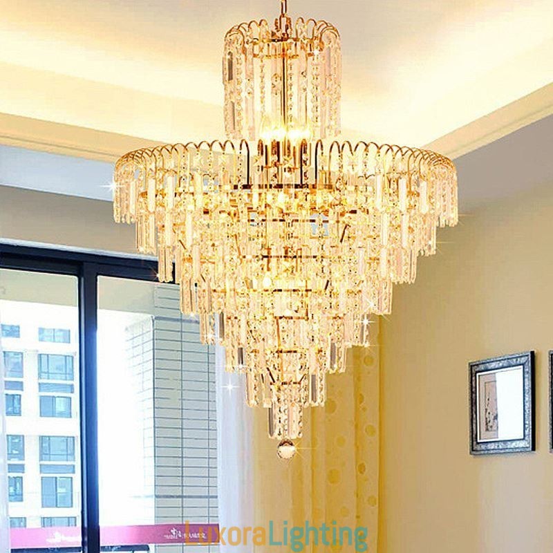 Designer Touch Decorative Modern Elegant Crystal Pendant Light Conical Chandelier