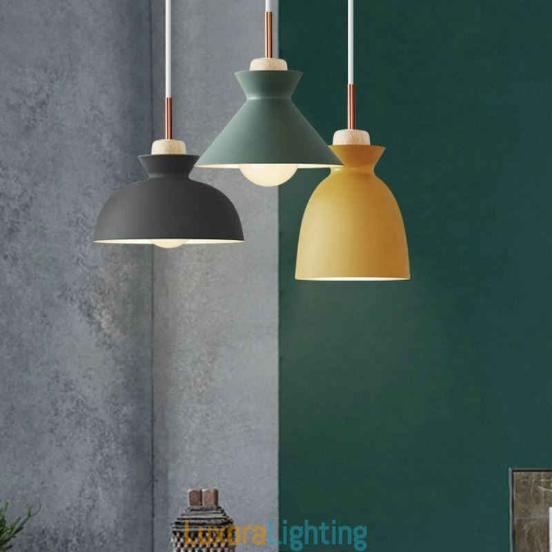 Designer Touch Decorative Pendant Light Nordic Metal Dome Macaron Colors Lamp Light