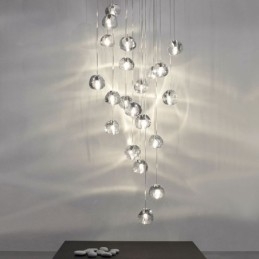 Designer Touch Decorative Modern Crystal Cluster Pendant Light Unique Crystal Lamp Shade Duplex Stair