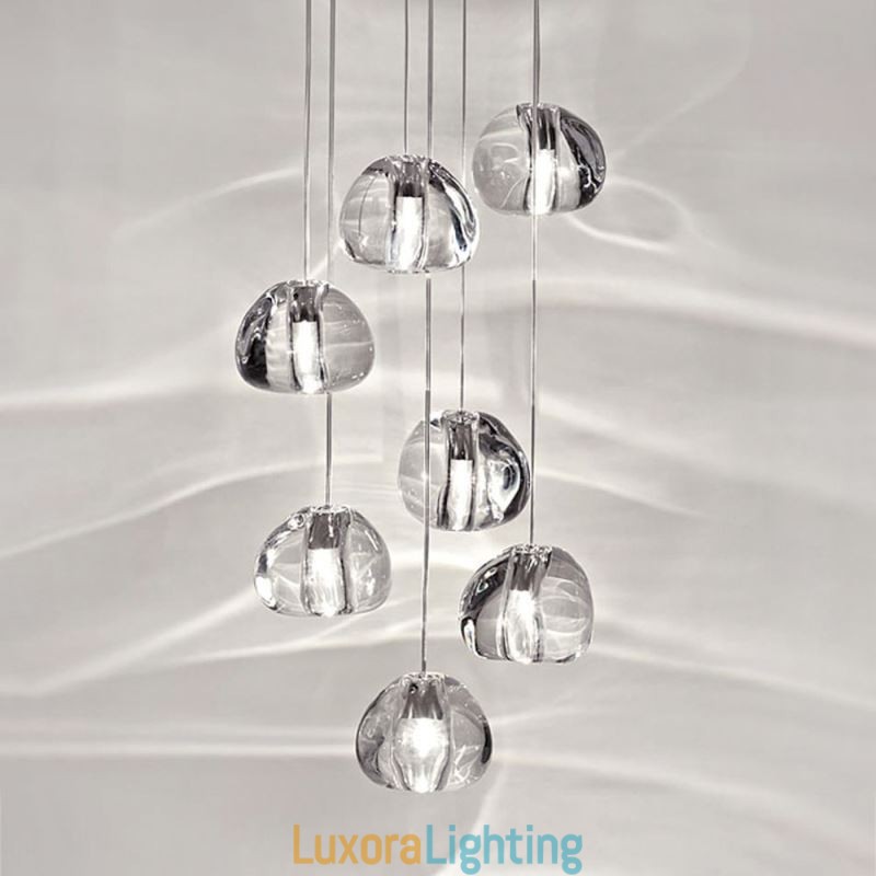 Designer Touch Decorative Modern Crystal Cluster Pendant Light Unique Crystal Lamp Shade Duplex Stair