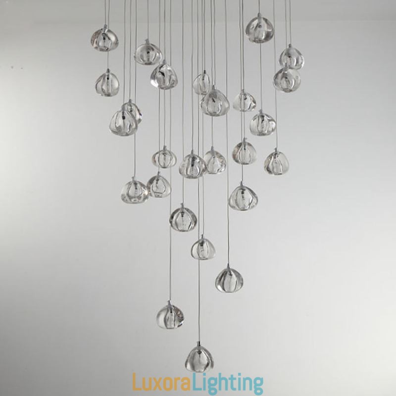 Designer Touch Decorative Modern Crystal Cluster Pendant Light Unique Crystal Lamp Shade Duplex Stair