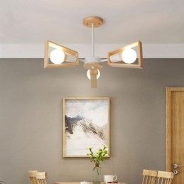 Designer Touch Decorative Modern Fan Shaped Chandelier Elegant Wood Pendant Light