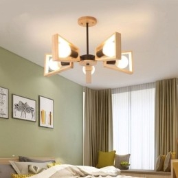 Designer Touch Decorative Modern Fan Shaped Chandelier Elegant Wood Pendant Light