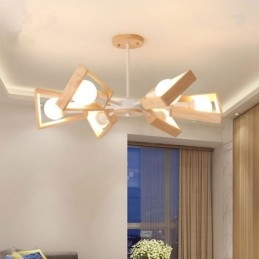 Designer Touch Decorative Modern Fan Shaped Chandelier Elegant Wood Pendant Light