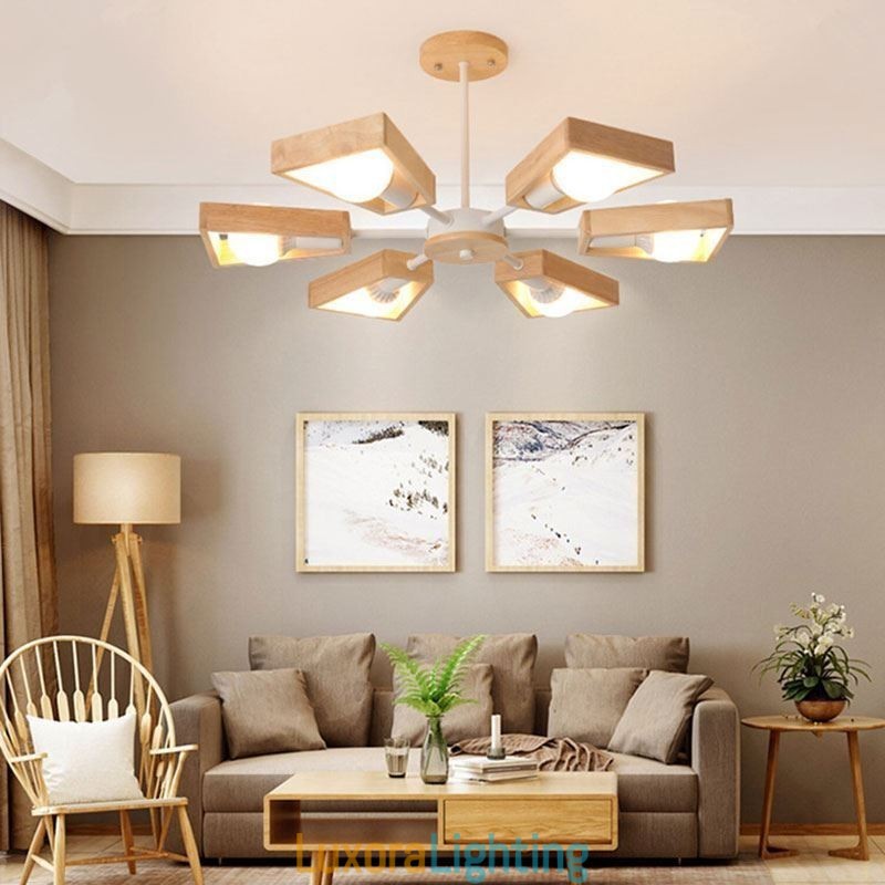 Designer Touch Decorative Modern Fan Shaped Chandelier Elegant Wood Pendant Light