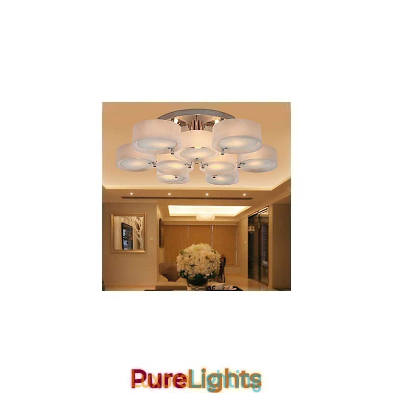 Designer Touch Decorative Modern Contemporary Chrome Metal Chandelier Flush Mount