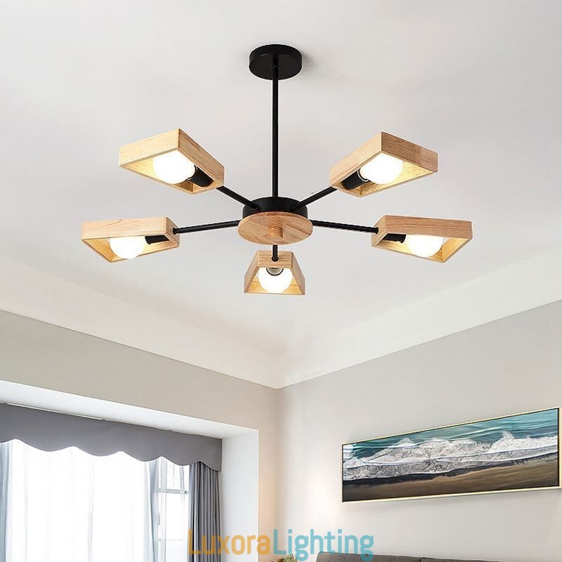 Designer Touch Decorative Modern Fan Shaped Chandelier Elegant Wood Pendant Light