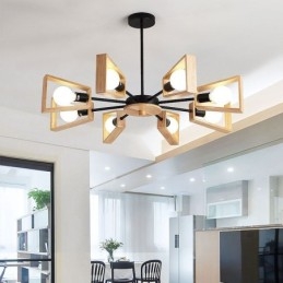 Designer Touch Decorative Modern Fan Shaped Chandelier Elegant Wood Pendant Light