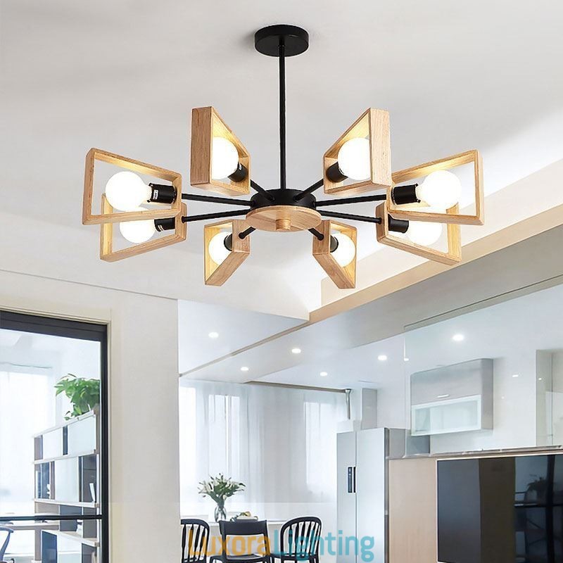 Designer Touch Decorative Modern Fan Shaped Chandelier Elegant Wood Pendant Light