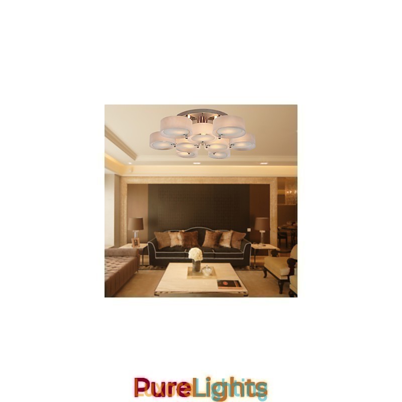 Designer Touch Decorative Modern Contemporary Chrome Metal Chandelier Flush Mount