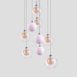 Designer Touch Decorative Pendant Light Glass Cluster Ceiling Light Gold Nickel Brushed+Milky Glass Ball