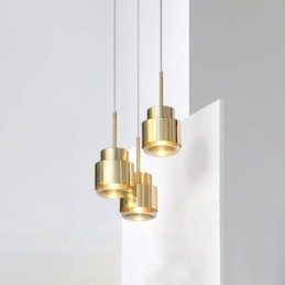 Designer Touch Decorative Postmodern Glass Pendant Light Golden Cylinder Lamp Bright Lighting Light