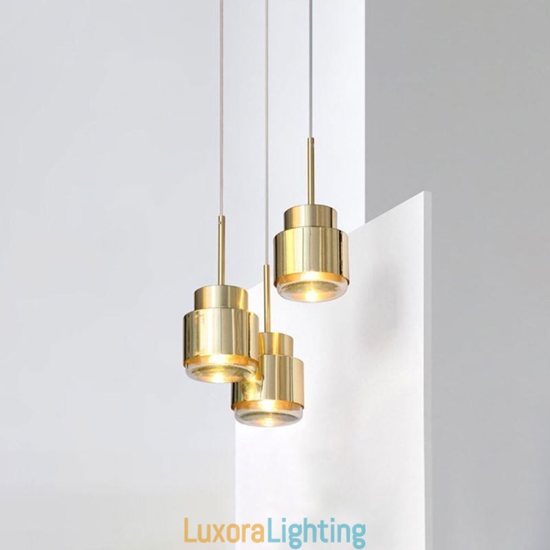 Designer Touch Decorative Postmodern Glass Pendant Light Golden Cylinder Lamp Bright Lighting Light