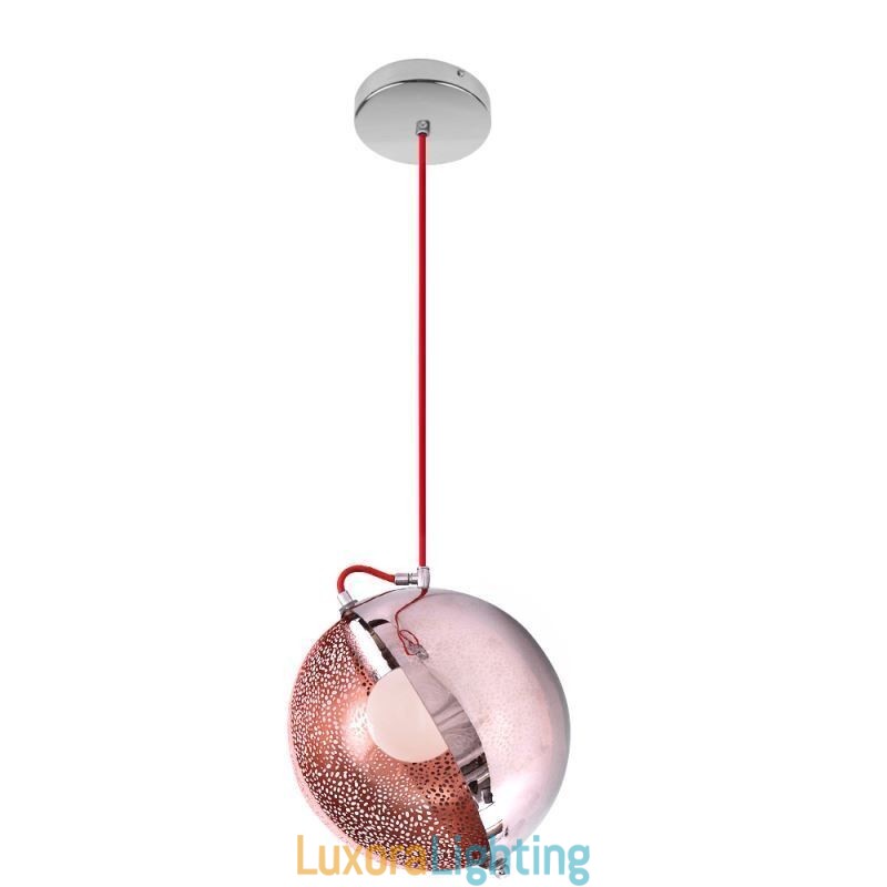 Designer Touch Decorative Modern Rose Gold Pendant Light Half Round Glass Lamp Shade Light Cafe