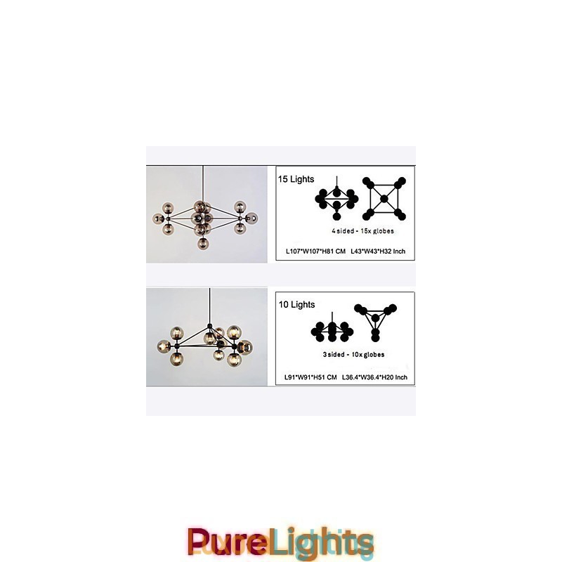 Designer Touch Decorative Chandelier 15 Lights Glass Ball Lights Retro Outdoors Garage Metal