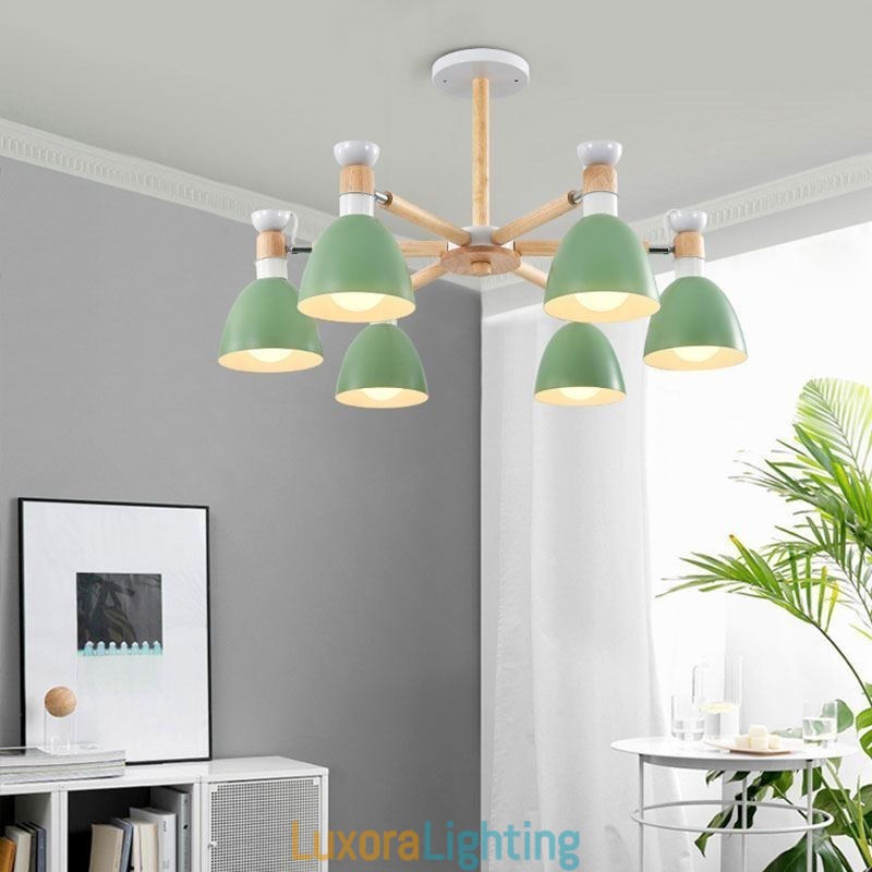 Designer Touch Decorative Nordic Macaron Pendant Light Creative Wood Chandelier